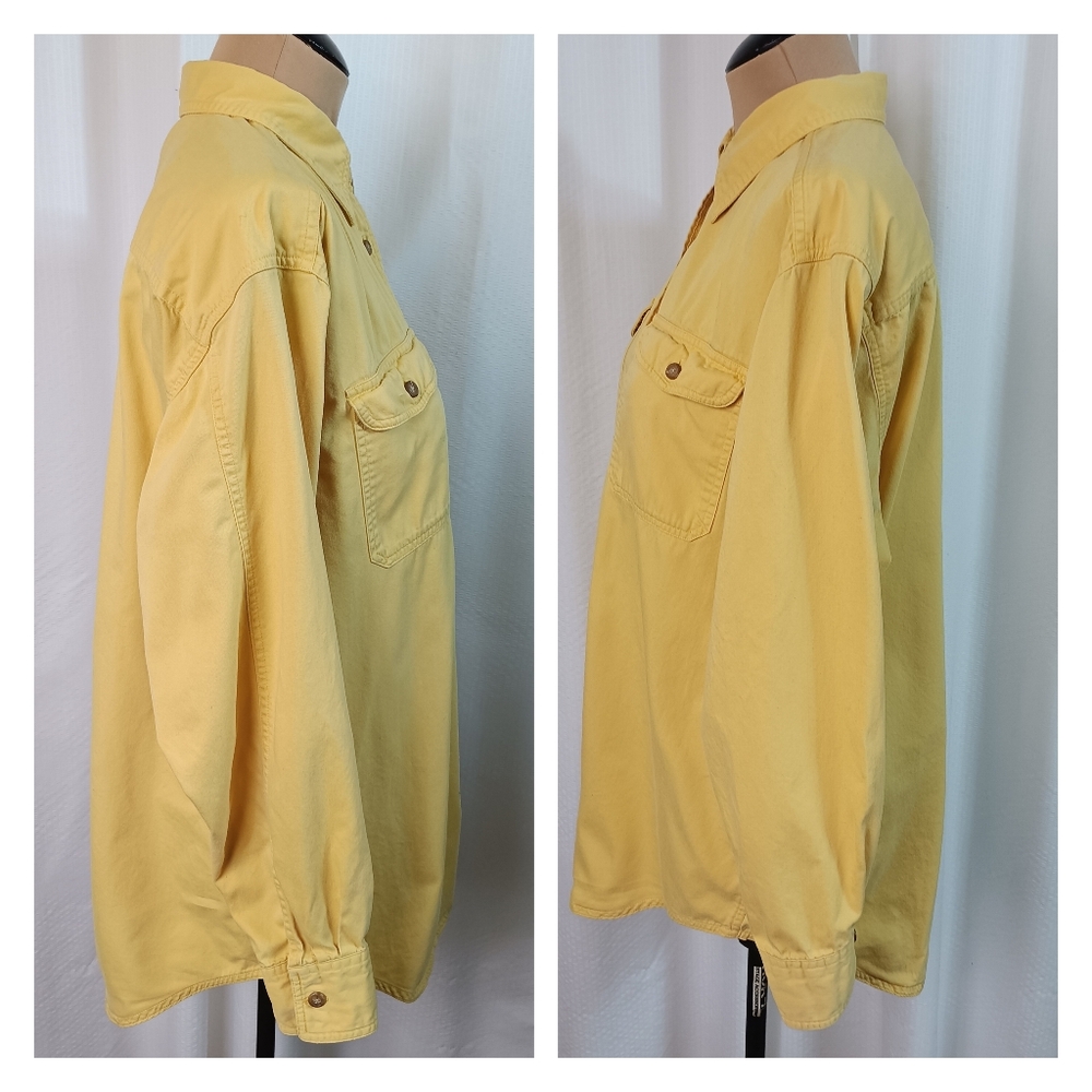 Vintage 90s Limited Chinos Shirt Womens M Yellow Boyfriend Cotton Utility Tomboy - Picture 3 of 5